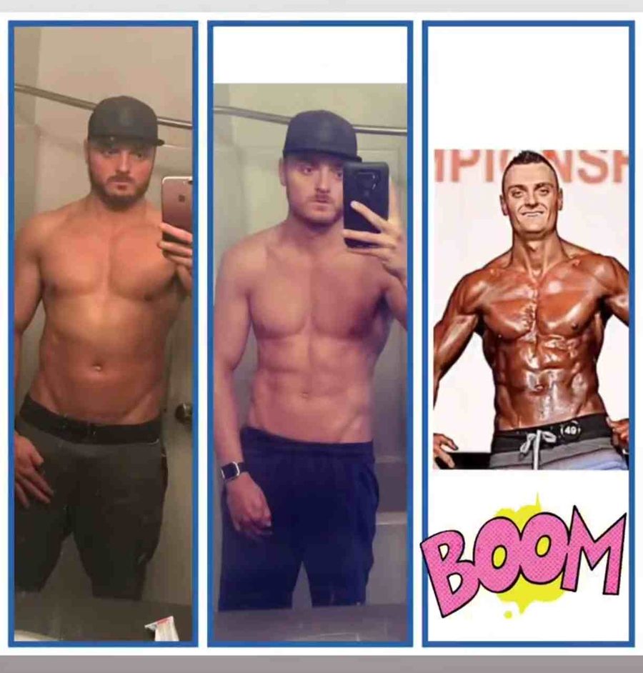 Client before and after — 16 weeks — contest prep